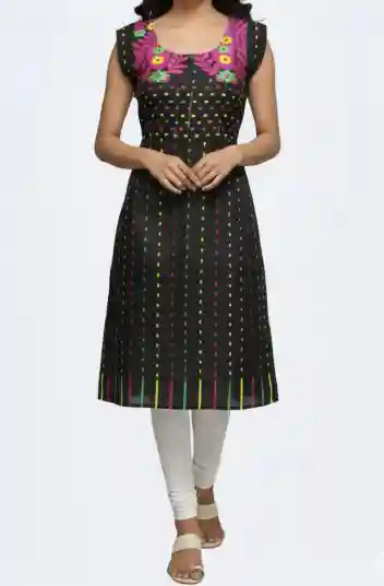 Black Color Hazar Buti Jamdani Kurti for Women 1 Hazar buti Jamdani Kurti
