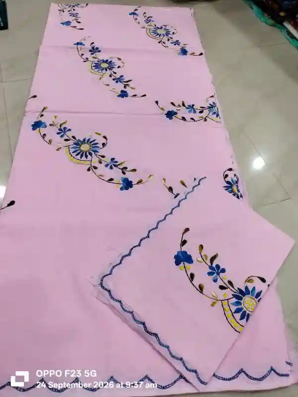 Kantha Stitched Cotton Bedsheet with Pillow cover 1 Kantha stitched bedsheet