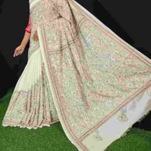 Kantha stitched saree